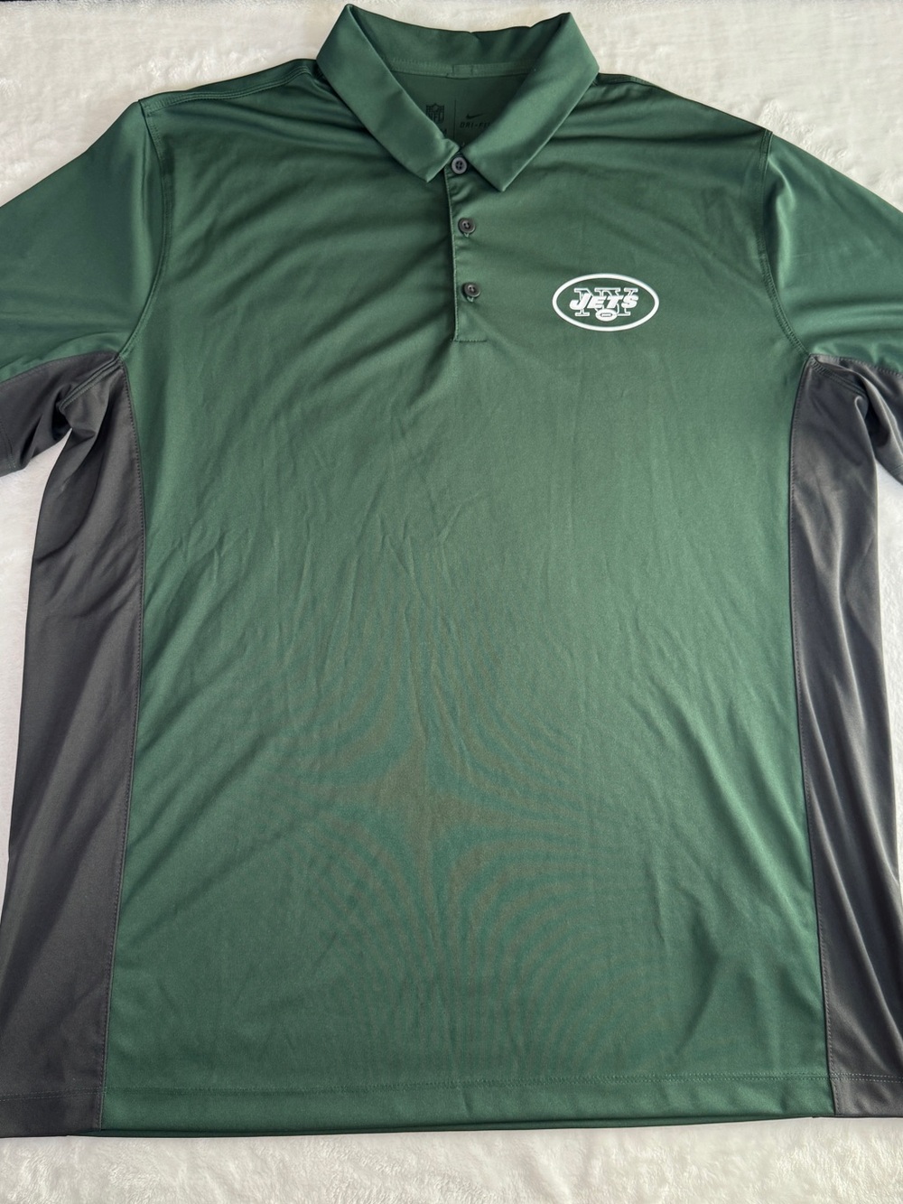 Nike Dri-FIT New York Jets NFL Team Apparel Polo Shirt Green Gray Men’s XL